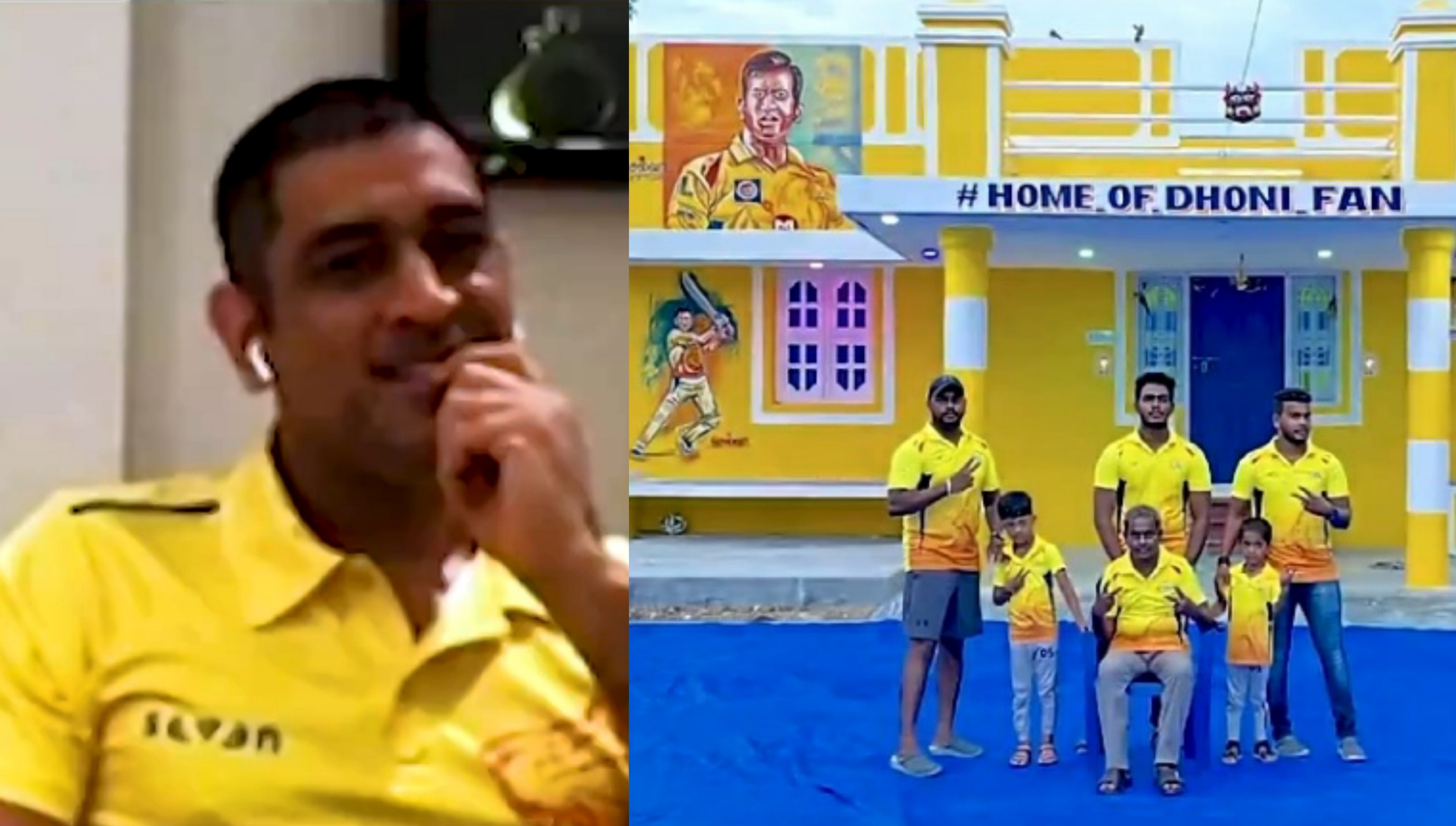 MS Dhoni emotionally reacts to a super fan painting his house in CSK colors