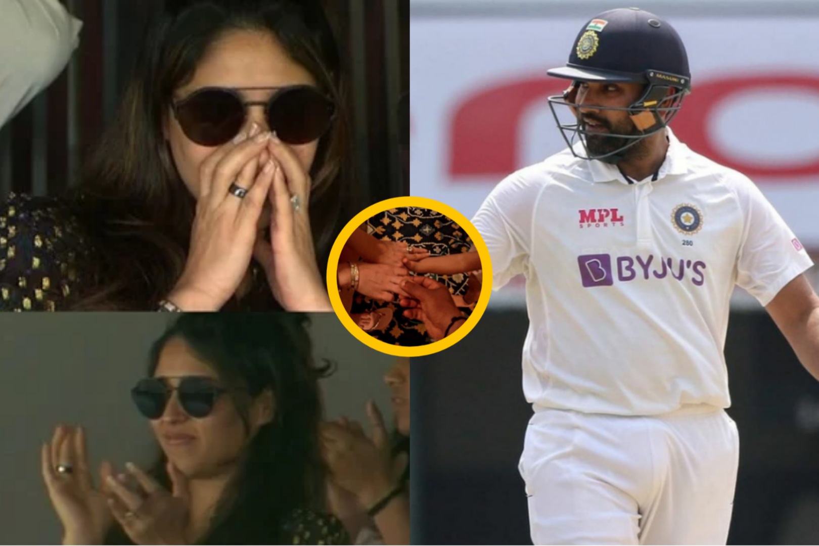 Rohit Sharma and Samaira massage Ritika's fingers after 1st day of Chennai Test