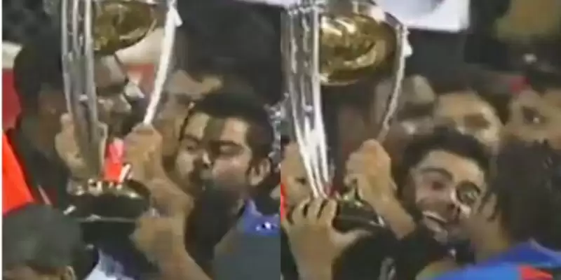 Watch: 11-year-old clip of Virat Kohli & Suresh Raina hitting an old man with WC trophy takes internet by storm